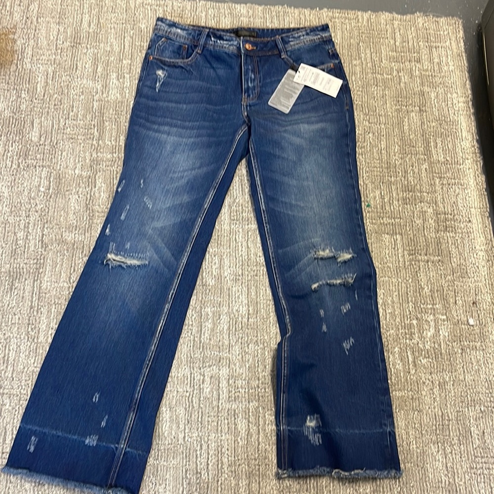 Zara destructed wide leg jeans